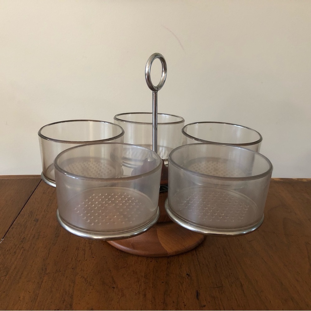 Luthje 9” danish supper club dish wood spin candy plastic
